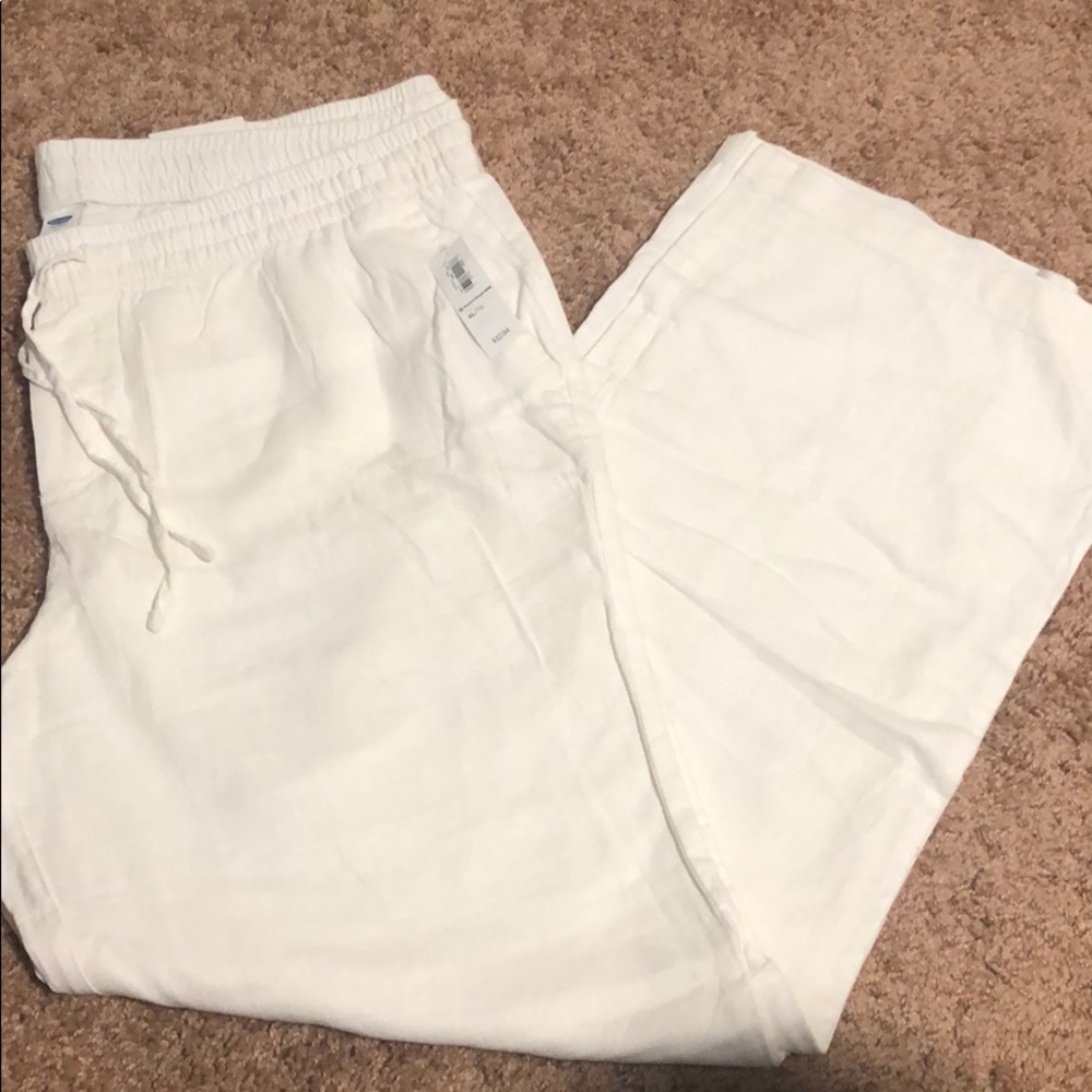 White linen pants